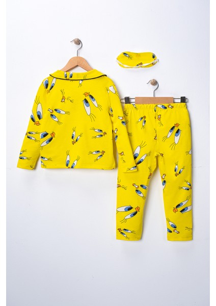 Kız Çocuk Civciv Desenli Pijama Takımı - Uyku Bandı Hediyeli fiyatları