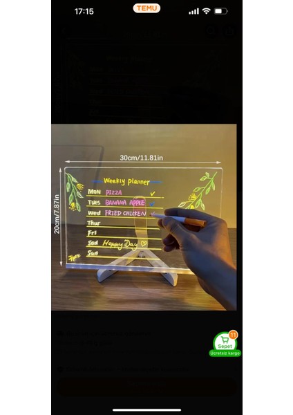 LED Akıllı Akrilik Mesaj Tahtası – Şeffaf ve Renkli Yazı Tahtası modelleri