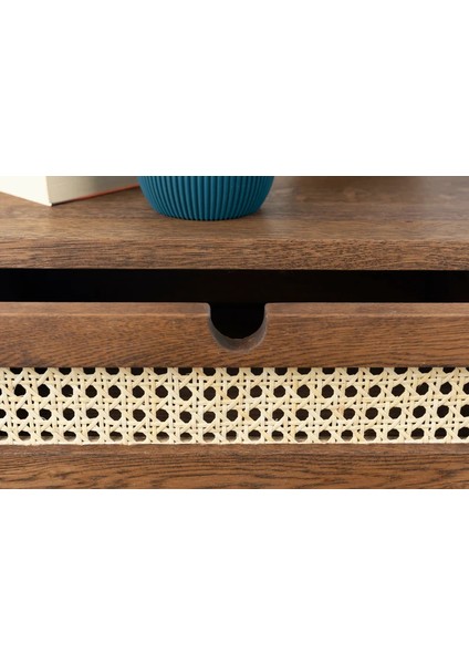 Ahşap Rattan Detay Duvara Monte Modern Komodin indirimleri