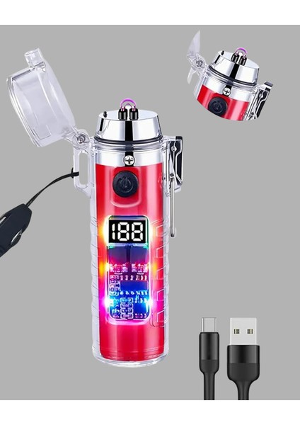 Güç Göstergeli Şarjlı Fenerli USB Elektrikli Çakmak - M894R271-K67894 fiyatları