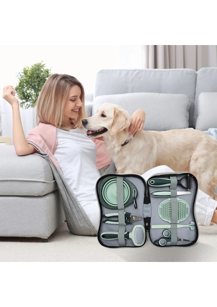 8 Parça Evcil Hayvan Tarak Makas Seti Kedi ve Köpek Bakım Makası Banyo Fırçası Su Kasesi fiyatları