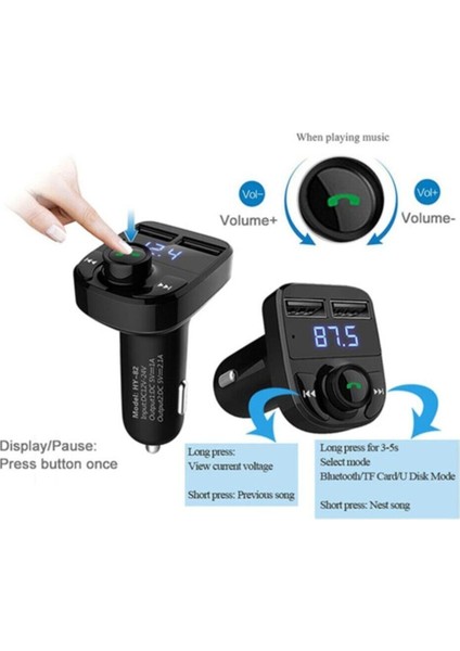 Car X8 Otomobil Fm Transmitter Bluetooth USB Mp3 Sd Kart indirimleri