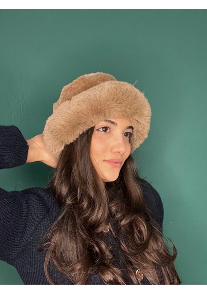 Kürk Kenarlı Yumuşak Bucket Kışlık Şapka