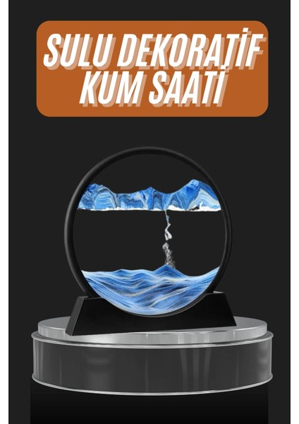 Dekoratif Sulu Kum Saati Ofis Masa Üstü Ev Yuvarlak Kum Saati - M675R540-K70675