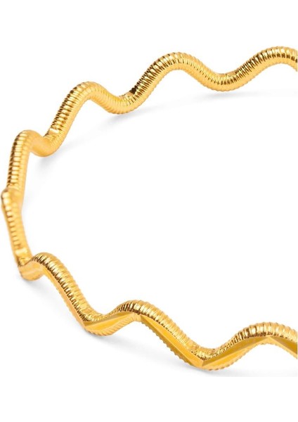 22 Ayar Altın Kaplama Oluklu Zikzak Ajda Bilezik modelleri