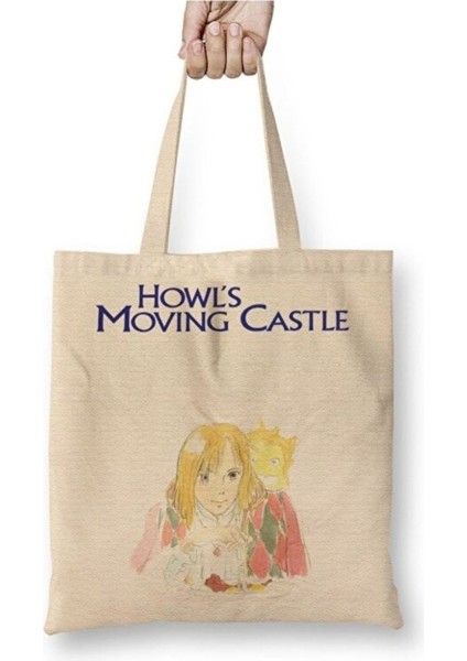 Howls Moving Castle Anime Bez Çanta Uzun Saplı Alışveriş Çantası Plaj Çantası