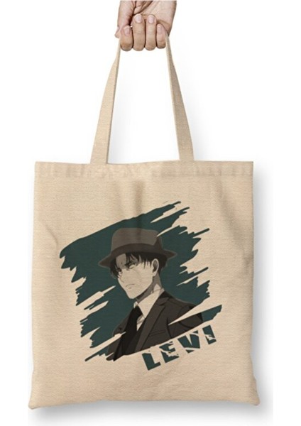 Attack On Titan Levi Ackerman In Suit Kid Gang Bez Çanta Uzun Saplı Alışveriş Çantası Plaj Çantası