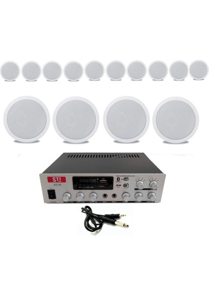 14’lü Beyaz Tavan Hoparlör Seti 100V Anfi Uyumlu | Kafe Mağaza Müzik Sistemi