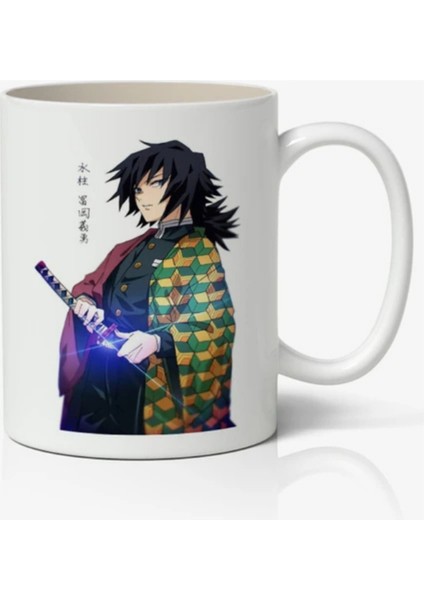 Demon Slayer Iblis Keser Giyu Tomioka Anime Temalı Beyaz Kupa Bardak Sevgiliye Arkadaşa Hediye