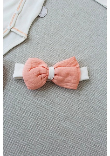 Litaetrend 3-6 6-9 9-12 Ay Hello Nakışlı Kruvaze Bandanalı Uzun Kollu Zıbınlı 3lü Kız Bebek Takımı Somon fırsatları