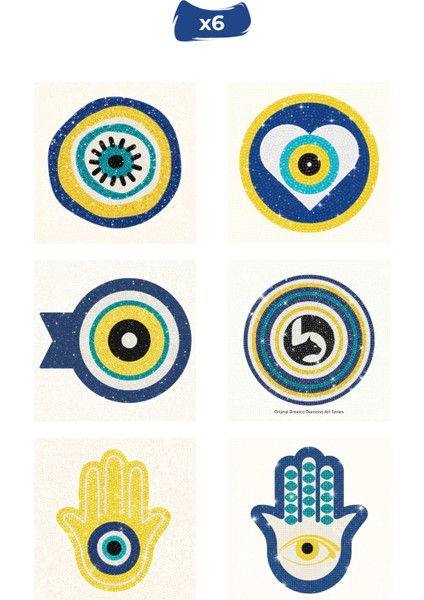 Elmas Boyama Bardak Altlığı Seti Brextco Diamond Art Nazar Boncuğu ve Hamsa Tasarımlı 6'lı (Dıy)