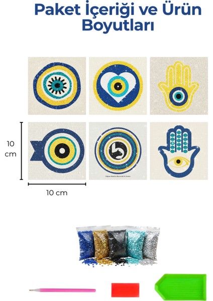 Elmas Boyama Bardak Altlığı Seti Brextco Diamond Art Nazar Boncuğu ve Hamsa Tasarımlı 6'lı (Dıy) fiyatları