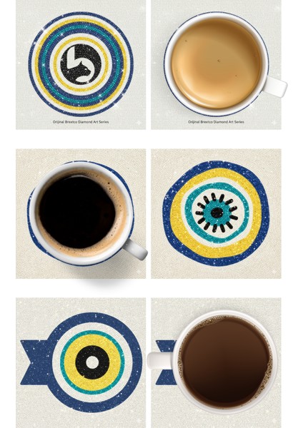 Elmas Boyama Bardak Altlığı Seti Brextco Diamond Art Nazar Boncuğu ve Hamsa Tasarımlı 6'lı (Dıy) modelleri