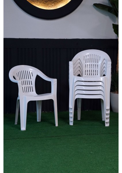Bahar Plastik Kollu Bahçe Balkon Koltuk Beyaz 6 Adet Istiflenebilir fiyatları