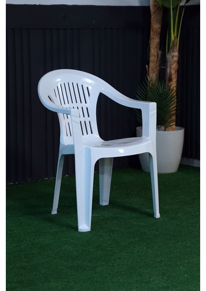 Bahar Plastik Kollu Bahçe Balkon Koltuk Beyaz 6 Adet Istiflenebilir fırsatları