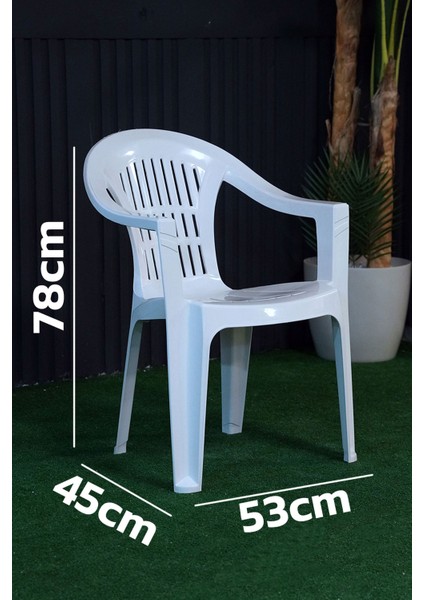 Bahar Plastik Kollu Bahçe Balkon Koltuk Beyaz 6 Adet Istiflenebilir