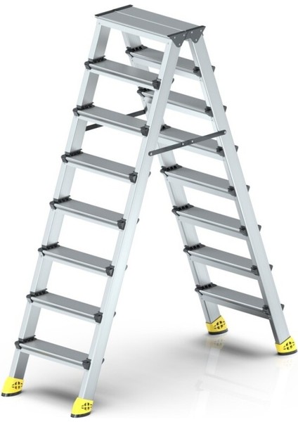 Safir Serisi - 8+8 Alüminyum Çift Çıkışlı Merdiven - 8 Basamaklı Ev, Bahçe ve Iş Yeri Kullanımına Uy fiyatları
