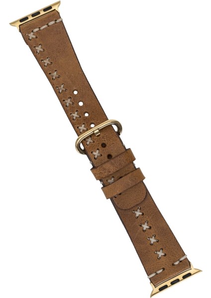 Apple Watch Uyumlu Deri Kordon 42-44-45MM Aqua V18 Taba modelleri