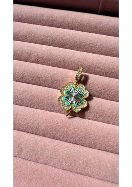 Şans Yoncası Turkuaz Mineli Çarkıfelek Model Yonca Kolye Ucu 925 Ayar Gümüş fiyatları