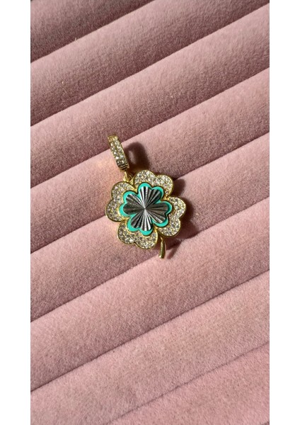 Şans Yoncası Turkuaz Mineli Çarkıfelek Model Yonca Kolye Ucu 925 Ayar Gümüş fırsatları