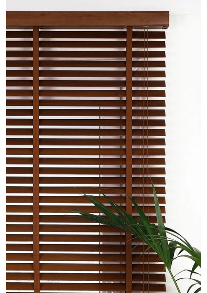 Wooden Blinds Doğal Ahşap Jaluzi Perde 50 mm,Alüminyum Kasalı Yüksek Kaliteli - Ceviz Kurdelalı indirimleri