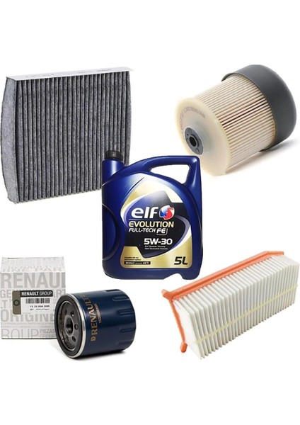 Renault Clio 4 1.5 Dci Filtre Bakım Seti 2012-2025+ Elf 5W30 5lt Yağlı 2025 Üretim