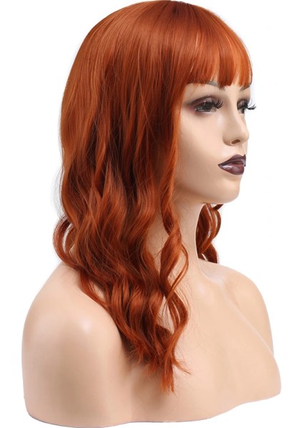 Dalgalı Kısa Perçemli Fiber Sentetik Peruk - Bakır fiyatları