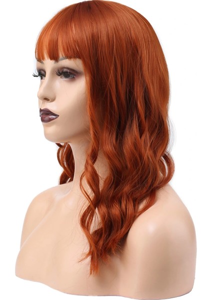 Dalgalı Kısa Perçemli Fiber Sentetik Peruk - Bakır modelleri