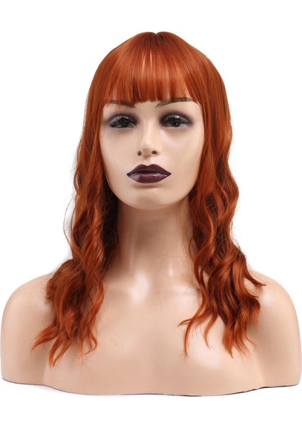 Dalgalı Kısa Perçemli Fiber Sentetik Peruk - Bakır fırsatları
