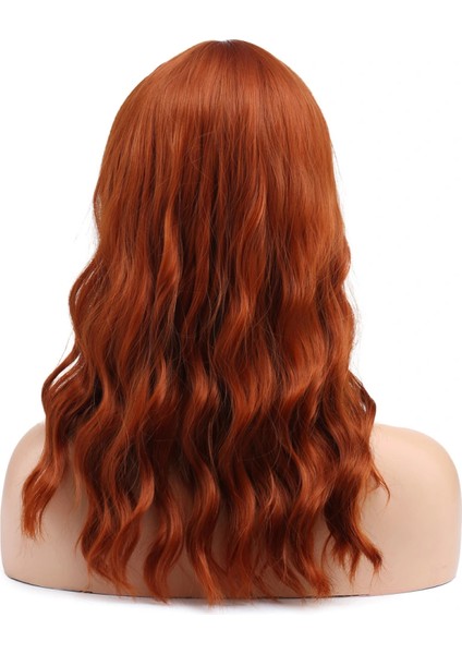 Dalgalı Kısa Perçemli Fiber Sentetik Peruk - Bakır indirimleri