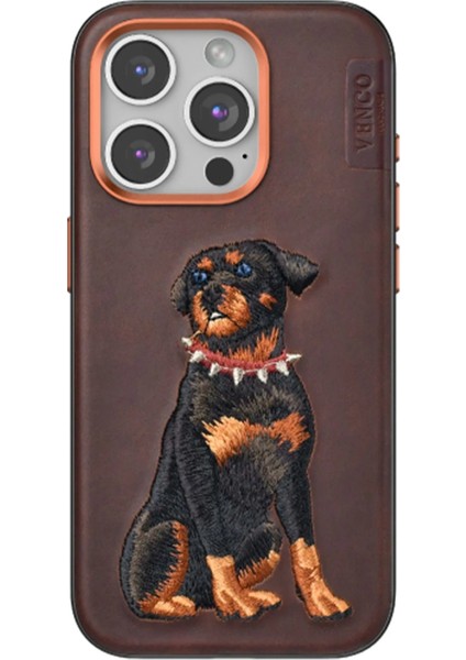 Techmrt Venco Iphone 15 Pro Perma Desenli Kapak - Koyu Kahve