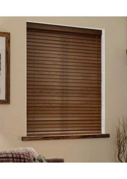Wooden Blinds Doğal Ahşap Jaluzi Perde 50 mm,Alüminyum Kasalı - Ceviz Kurdelasız fırsatları