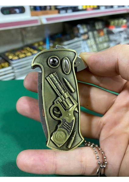 Tabanca Figürlü Metal Bıçaklı Çakmak modelleri