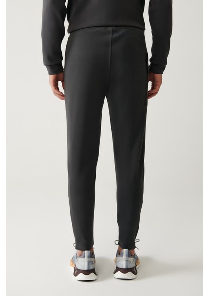 Erkek Antrasit Beli Lastikli Fermuar Paçalı Soft Touch Regular Fit Eşofman Altı A41Y3401