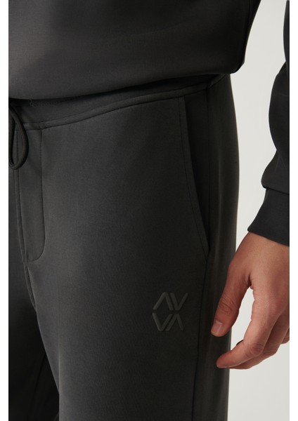 Erkek Antrasit Beli Lastikli Fermuar Paçalı Soft Touch Regular Fit Eşofman Altı A41Y3401