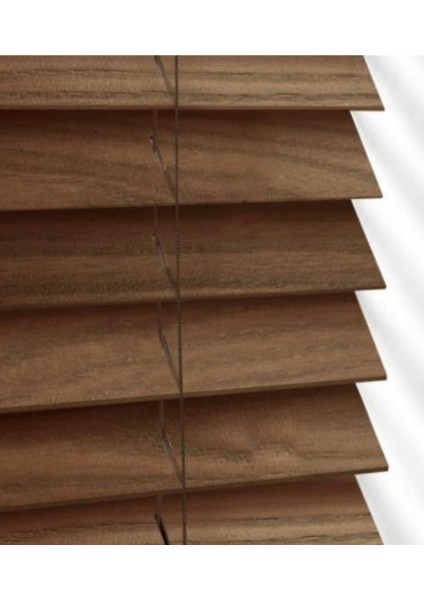 Wooden Blinds Doğal Ahşap Jaluzi Perde 50 mm,Alüminyum Kasalı - Ceviz Kurdelasız