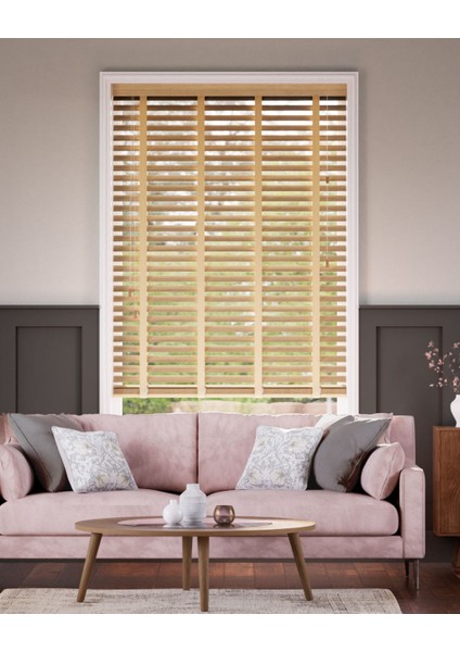 Wooden Blinds Doğal Ahşap Jaluzi Perde 50 mm,Alüminyum Kasalı - Cappuccino Meşe modelleri