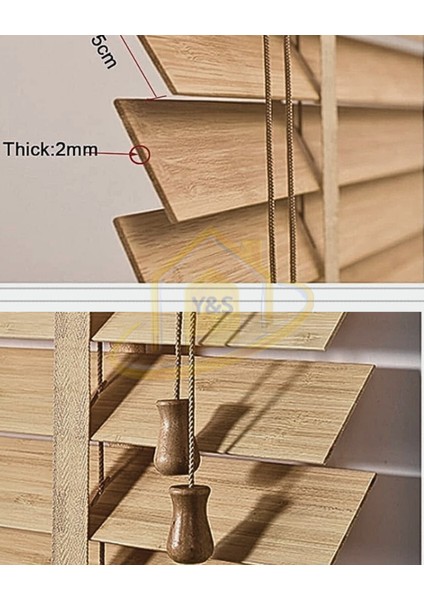 Wooden Blinds Doğal Ahşap Jaluzi Perde 50 mm,Alüminyum Kasalı - Cappuccino Meşe