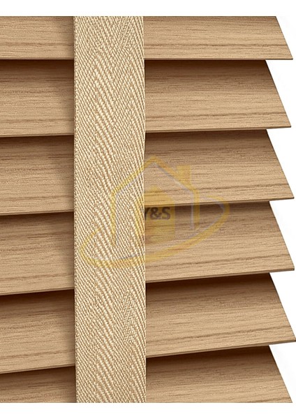 Wooden Blinds Doğal Ahşap Jaluzi Perde 50 mm,Alüminyum Kasalı - Cappuccino Meşe