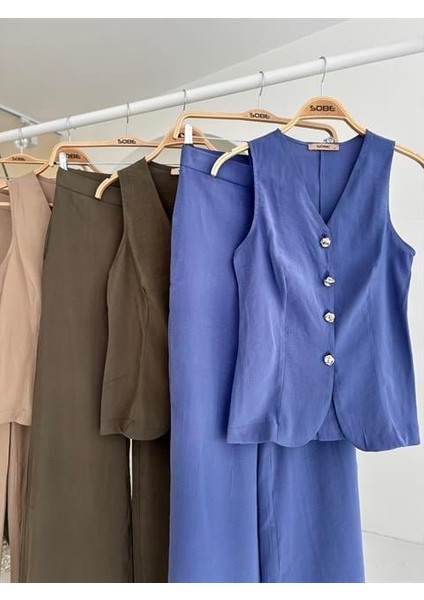 Arkası Bağcıklı Yelek Plazza Pantolon Modal Takım 10202-08