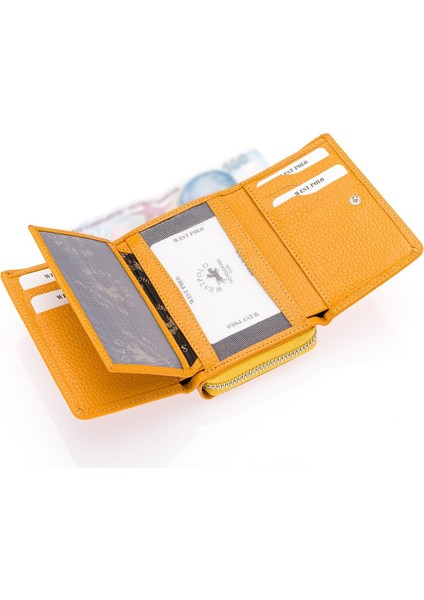 Saxa Kağıt Para ve Bol Kart Bölmeli Hakiki Deri Kadın Kartlık Cüzdan - Hardal fırsatları
