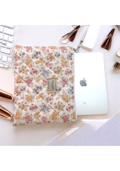 Laptop Tablet Çantası 11-12 Inç Uyumlu Sari Çiçek Desenli