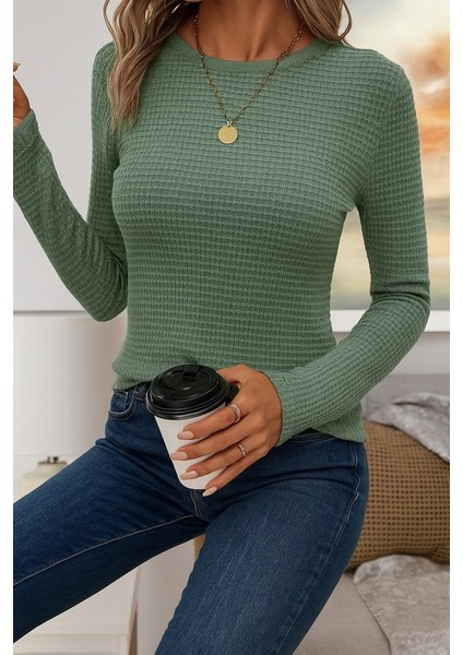 Kadın Uzun Kollu Bisiklet Yaka Triko Kazak