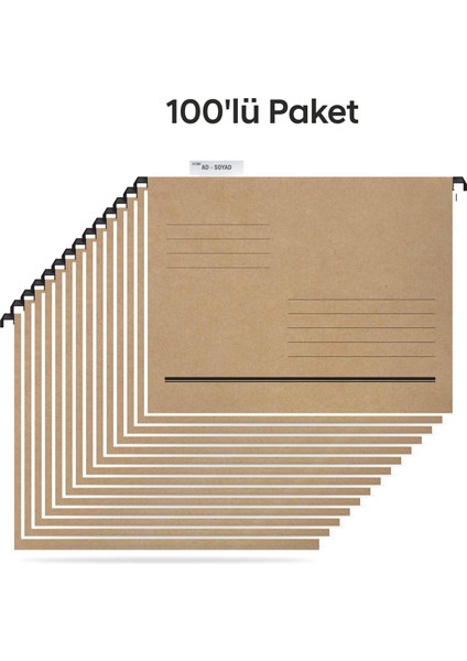 kart ASD2003 Plastik Çubuklu Askılı Telli Dosya 100 Lü Paket