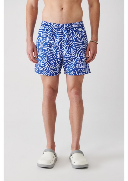 Erkek Mavi Geometrik Baskılı Deniz Şortu A31Y3805