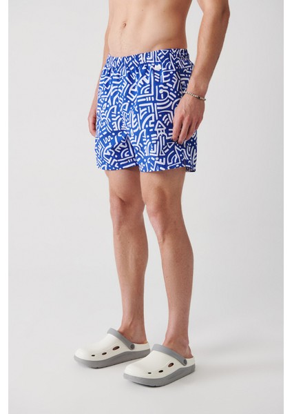 Erkek Mavi Geometrik Baskılı Deniz Şortu A31Y3805