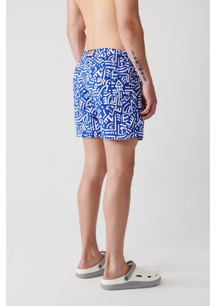 Erkek Mavi Geometrik Baskılı Deniz Şortu A31Y3805