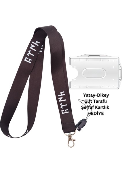 Göktürkçe Türk Yazısı Kart Askısı Yaka Kartı Boyun Askı Ipi Telefon Askısı Yatay Dikey Kart Koruyucu