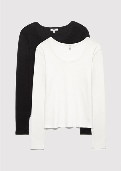 2'li Uzun Kollu Basic Tişört 1613519-90891