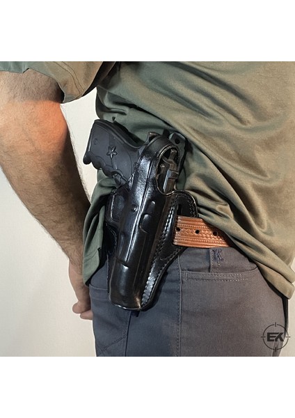 Beretta F92 ve Yavuz 16 Uyumlu Siyah Deri Tam Kelebek Silah Kılıfı